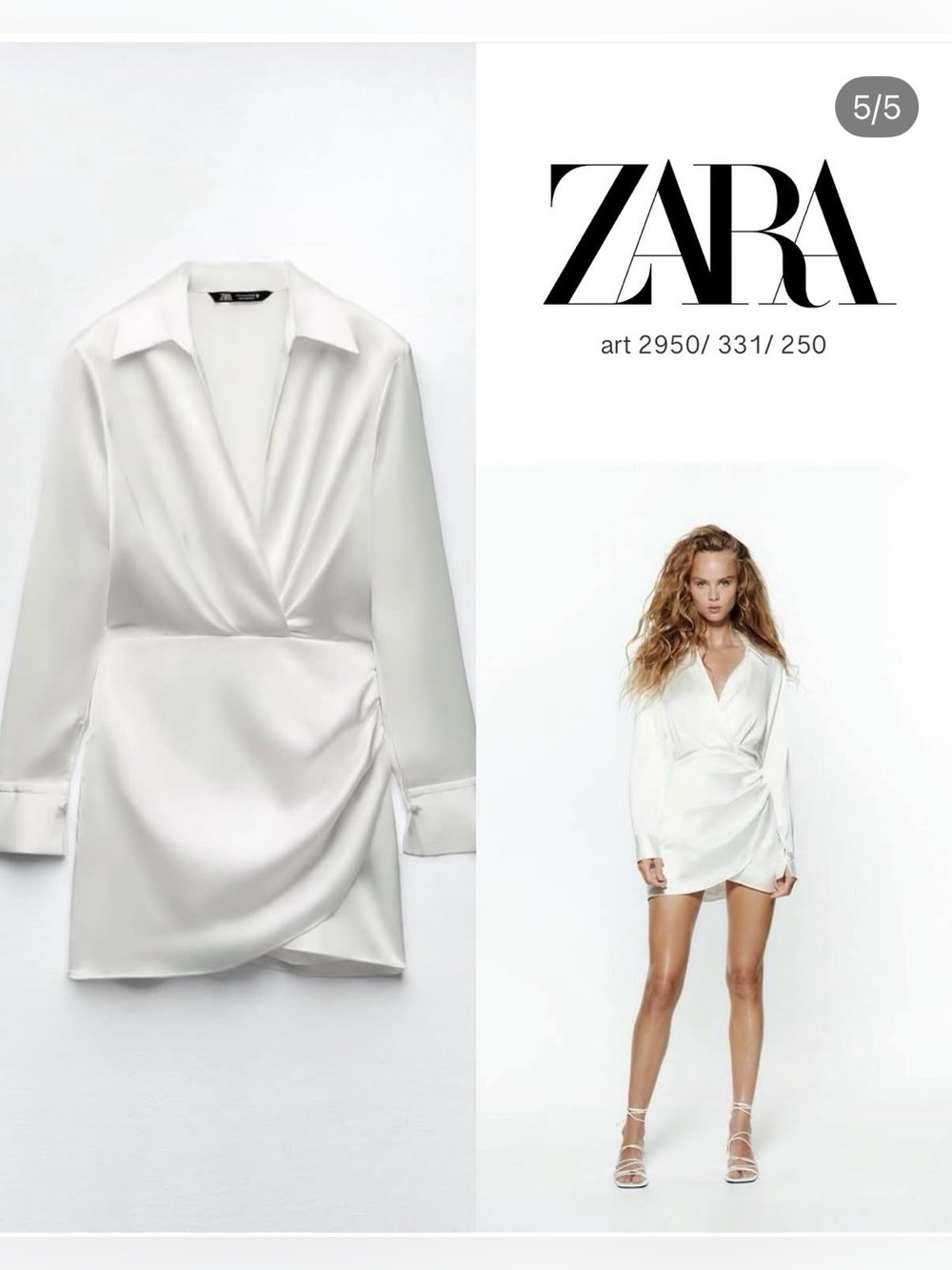 Zara Satin Long sleeves Mini Dress